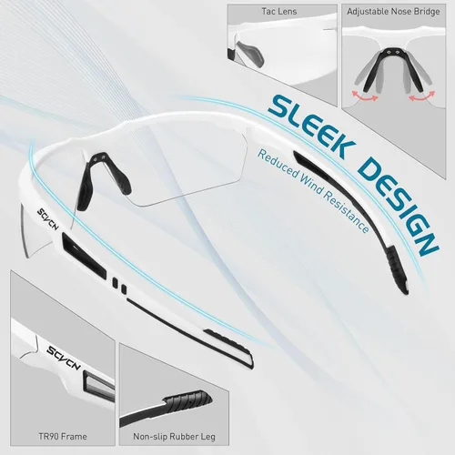 Vista 6 de SCVCN Gafas de sol deportivas fotocromáticas para ciclismo, gafas transparentes para hombres y mujeres, protección UV400, MTB BMX, pesca, correr