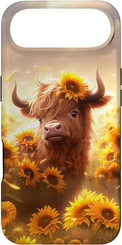 Vista 27 de Cute Scottish Highland Cow Sunflower Western Country Farm Case for iPhone 16
