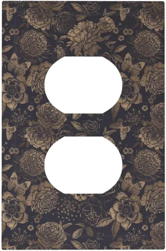 Vista 47 de William Morris Floral Boho Azul Medianoche Azul Bohemio Flor 1 Banda Dúplex Cubierta de Salida Decorativa Receptáculo Único Interruptor Eléctrico