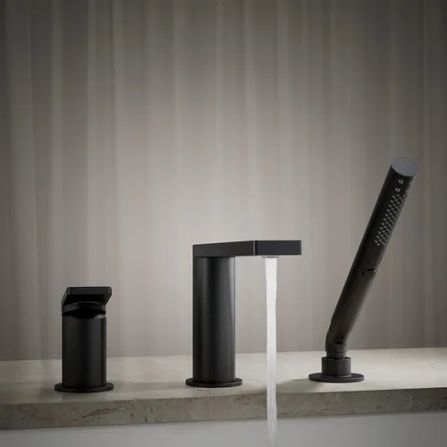 Vista 4 de KOHLER 73078-4-BL Composed™ Grifo de baño monomando para montaje en cubierta con ducha de mano, negro mate Mate negro