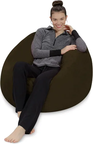 Vista 3 de Sofa Sack - Sillón puff: Puff de espuma viscoelástica de 3 pies, sofá mediano con funda de microfibra suave, color verde cocodrilo