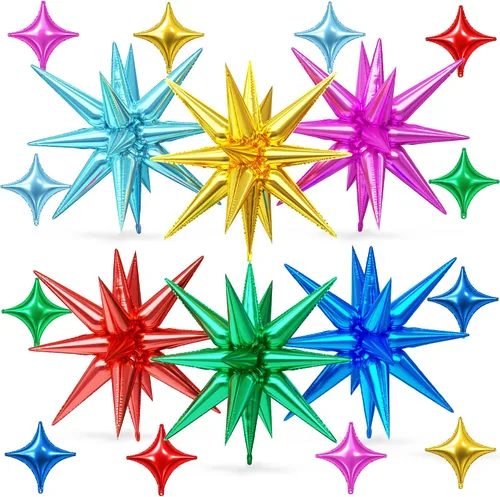 Vista 18 de Globos de estrella rosa, 18 piezas de papel de aluminio para niñas