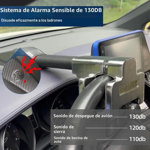 Vista 2 de Cerradura del volante con la alarma 130dB, dispositivo antirrobo