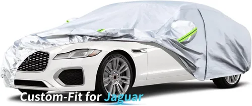 Vista 9 de Funda para automóvil a medida para Jaguar, funda de automóvil de 7 capas impermeable para todo tipo de clima, para exteriores, cubierta completa