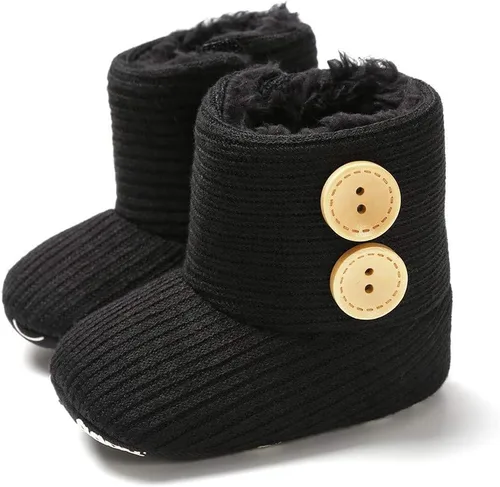 Vista 4 de HsdsBebe Botas de nieve para bebés, niños y niñas, con botones de primera calidad, antideslizantes, suela suave, zapatos de cuna cálidos