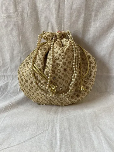 Vista 5 de Bolso de mano con asa de perlas de Batwa, diseño étnico indio, para mujer