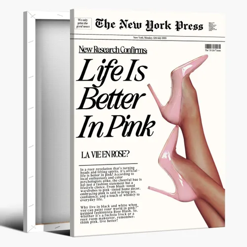 Vista 25 de Póster de moda rosa bebé divertido póster de los años 70 The New York Press Wall Art Life Is Better in Pink Hot Girl Impresiones en lienzo