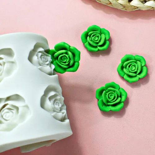 Vista 4 de Molde de silicona de flor de rosa de 6 cavidades, molde de chocolate para fondant, modelo de resina de arcilla, herramienta de decoración