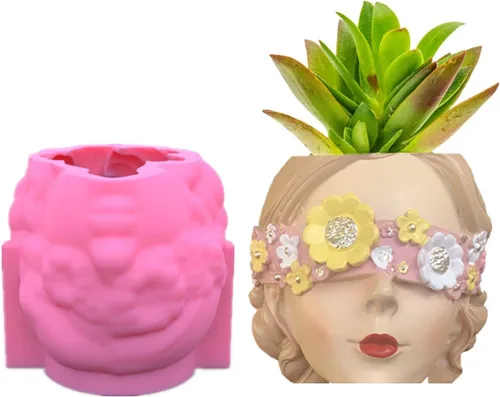 Vista 8 de Molde de maceta para cemento, silicio, bricolaje, moldes para jarrones, plantas de hormigón, hechas a mano, herramienta de decoración del hogar