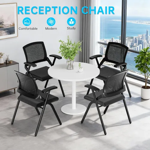 Vista 5 de Paquete de 2 sillas de oficina plegables con respaldo de malla, silla apilable para sala de conferencias, silla plegable de oficina, silla de sala