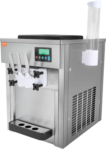 Vista 11 de Máquina comercial de helados VEVOR, máquina de helado de servicio suave de 21 QT/H con panel LCD, limpieza automática, pre-enfriamiento para 3