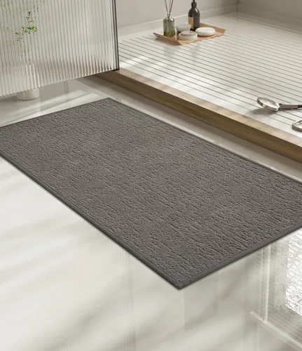 Vista 18 de Chakme Juego de 2 alfombras de baño ultrafinas, absorbentes, antideslizantes, lavables a máquina, color negro, 17 x 24 pulgadas / 17 x 30 pulgadas