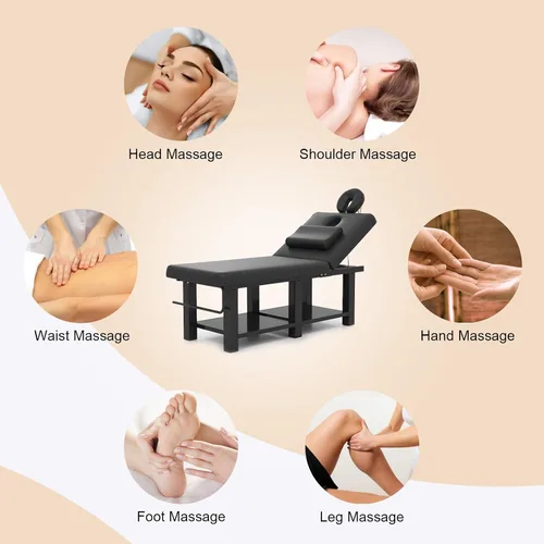 Vista 8 de Mesa ancha de masaje resistente con reposacabezas para spa, terapia y Negro