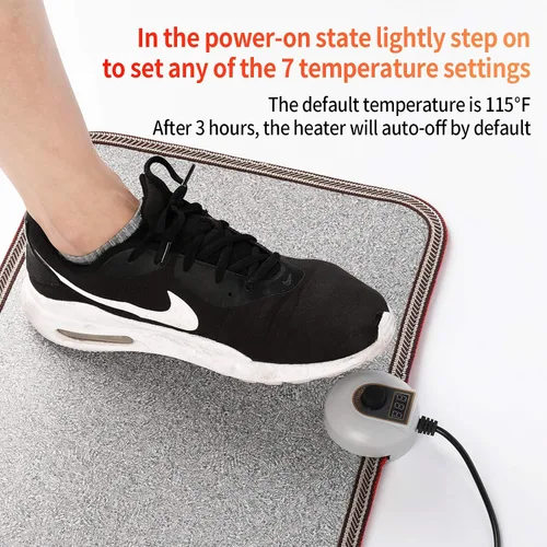 Vista 2 de AC 120V Electric Heated Floor Mat, Under Desk for Foot Warmer Pad Gris