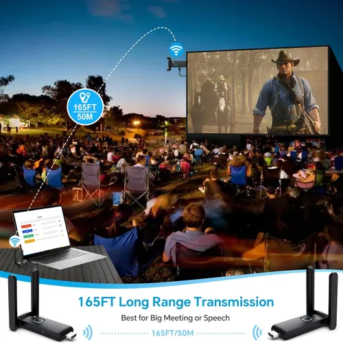 Vista 6 de Transmisor y receptor HDMI inalámbrico 4k, extensor portátil Plug and Play, HDMI inalámbrico soporta 2.4/5GHz, utilizado para transmisión de video