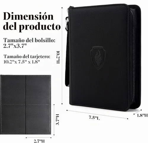 Vista 6 de Fabmaker Carpeta de tarjetas con cremallera de 4 bolsillos, carpeta de Negro