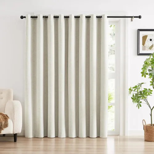 Vista 16 de Anpark Cortinas 100% opacas para dormitorio, cortina opaca de lino estilo granja de 84 pulgadas de largo, juego de 2 paneles, cortinas de ventana