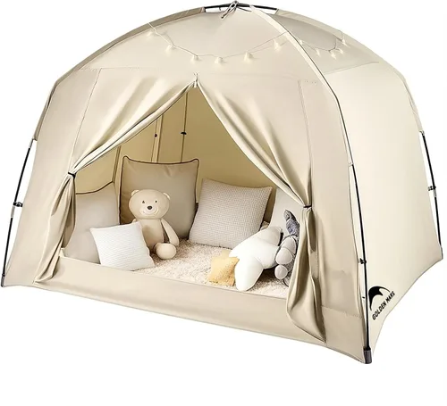 Vista 9 de Tienda de campaña con cama individual para niños y adultos, tiendas de 2-Caqui