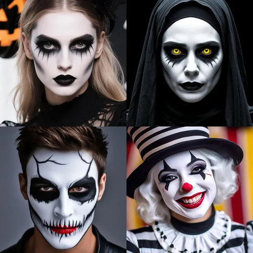 Vista 3 de Pintura facial blanca para maquillaje de Halloween, base blanca y negra 01 Blanco