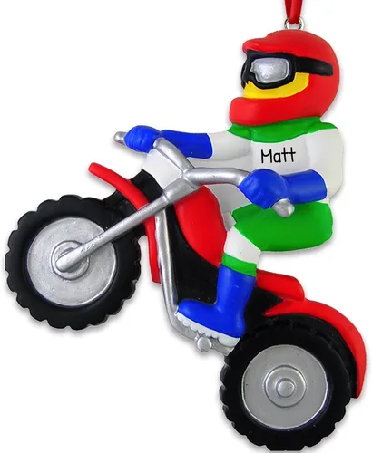Vista 4 de Adorno de Navidad personalizado para motocicleta 2024 – Carreras de pista de tierra, bicicleta, decoración de vehículos, Papá Noel motorista