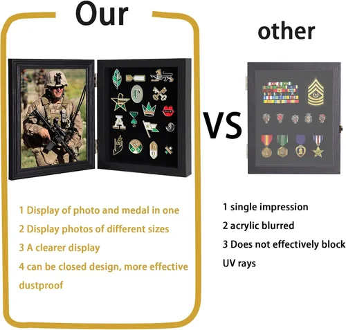 Vista 4 de Marco de fotos con 98% de protección UV para medallas militares, etiquetas de playa, alfileres de joyería, regalo de alfiler, cintas de insignia