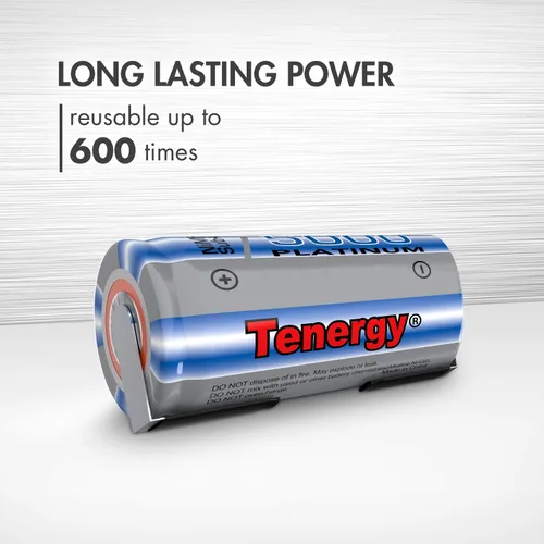 Vista 5 de Tenergy Batería recargable NiMH SubC de 5000 mAh con parte superior plana (con pestañas), paquete de 10
