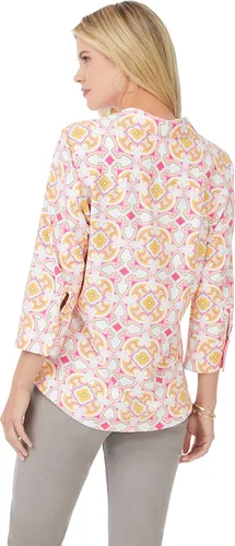 Vista 4 de Foxcroft Blusa de medallones de manga 34 para mujer