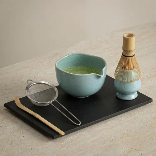 Vista 2 de Kit matcha, juego de cuenco y batidor de cerámica, verde Verde jade
