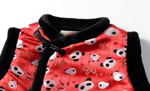 Vista 4 de Mud Kingdom Chaleco unisex para niños, forro polar, año nuevo chino, abotonado, vintage