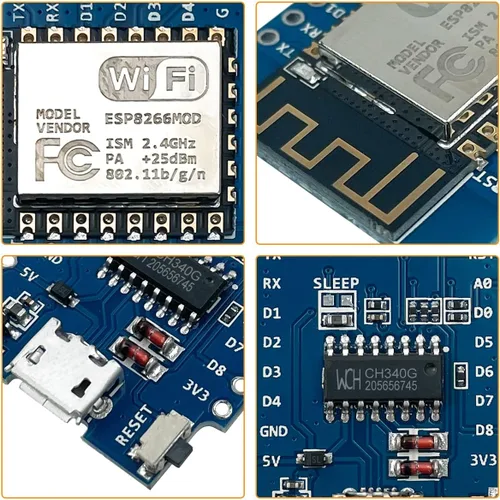 Vista 2 de Hosyond 5 unids D1 Mini NodeMcu ESP8266 ESP-12F WiFi Módulo Desarrollo Junta Compatible con Arduino/WeMos D1 Mini