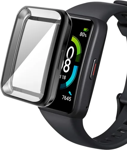 Vista 4 de Funda protectora de pantalla compatible con Huawei Honor Band 6, ultrafina y suave, chapada en poliuretano termoplástico, carcasa completa