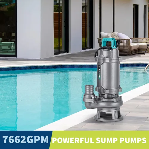 Vista 3 de Bomba sumergible de aguas residuales, 2HP, 110V, hierro fundido, 7662GPH