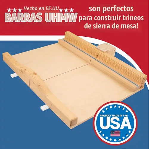 Vista 4 de Barra fresada de precisión UHMW 3/4" X 3/8" X 36" para plantillas 3/4" 3/8" 36
