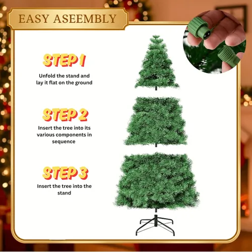 Vista 8 de Árboles de Navidad artificiales de 6 pies, con 250 luces blancas cálidas preiluminadas, 700 puntas de rama, elección adecuada para decoración