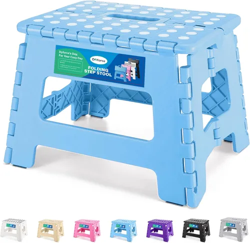 Vista 27 de Dyforce Taburete plegable de 9 pulgadas para niños y adultos, taburete de pie plegable y ligero para niños pequeños, cocina, baño, capacidad de 300