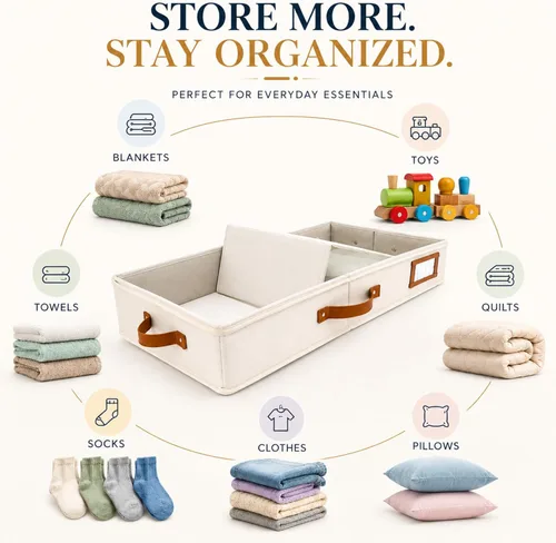Vista 6 de HOMELUX THEORY 2 piezas de contenedores de almacenamiento debajo de la cama, organizador de cajones debajo de la cama con compartimentos y tapas