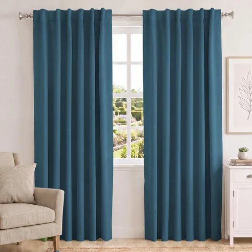 Vista 115 de Turquoize Cortinas Opacas con Aislamiento Térmico Paneles de Tratamiento de Ventanas con Bolsillo para Barra Paneles de Ventana para Ventanas