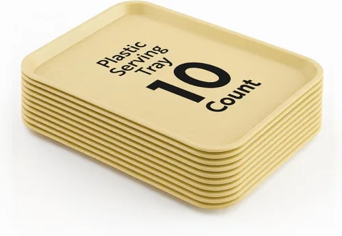 Vista 31 de Restaurantware Bandejas de comida rápida, paquete de 10 bandejas de plástico para cafetería, de 10 x 14 pulgadas, rectangulares verdes, aptas