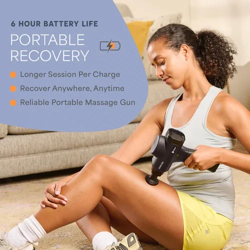 Vista 6 de Lifepro SonicPro Pistola de masaje muscular de percusión con calor, 9 cabezales Negro