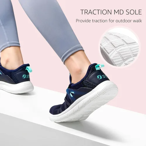 Vista 4 de STQ Zapatos de tenis con cordones para mujer, cómodos tenis para caminar con soporte de arco