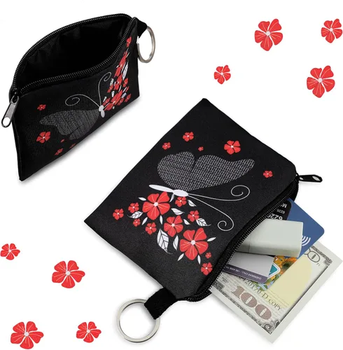 Vista 5 de Monedero pequeño de 10 piezas, estilo bohemio, con cremallera, exquisito regalo para mujeres y niñas en el día de San Valentín, Variado, Mariposa