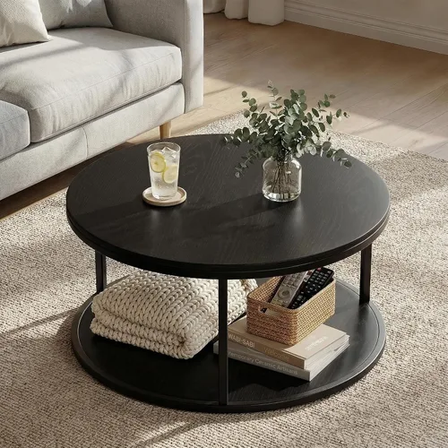 Vista 15 de YESHOMY Mesa de Centro Elevable de 40" con Almacenamiento Oculto y Luces LED Multicolor, Mesa Cuadrada Moderna de Madera con 4 Estantes Abiertos