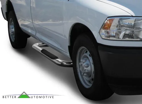 Vista 2 de estribos laterales para 1999-2016 Ford F250 / F350 / F450 / F550 Super Duty Regular Cab Truck Pickup, barras laterales de 3" de acero inoxidable