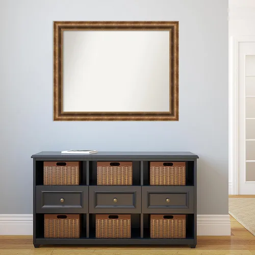 Vista 394 de Amanti Art Espejo de pared personalizado no biselado (25 x 25 pulgadas), marco de bronce acentuado, varios tamaños personalizados, espejo de baño