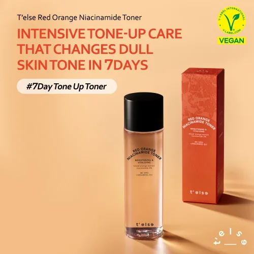Vista 2 de T'else Tónico de niacinamida rojo naranja de 5.1 fl oz, 5.2 onzas líquidas, tonificante vitalizante esencia facial, suavizante textura de la piel