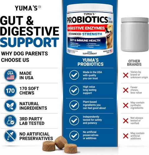 Vista 8 de Probióticos para perros y enzimas digestivas – 170 probióticos masticables para perros – Probiótico para perros – Anti diarrea, malestar estomacal