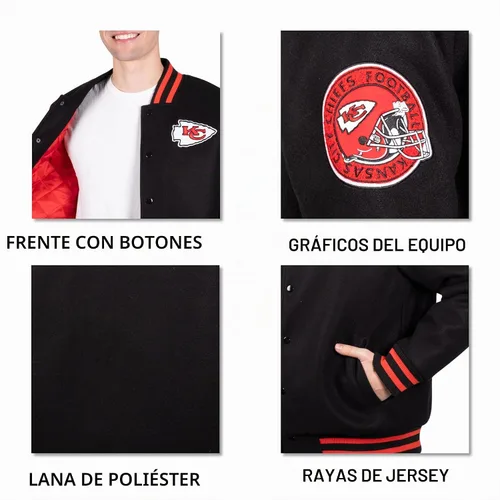 Vista 5 de Ultra Game Men's NFL Official Classic Varsity Coaches Jacket Coat