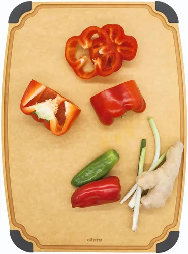 Vista 12 de Essential Series - Juego de tablas de cortar de madera 2 en 1 para cocina, tabla de madera para cortar verduras, pan, queso, carne, ensalada, tabla