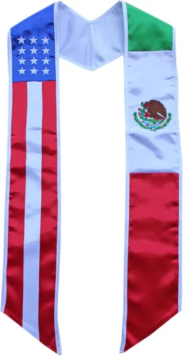 Vista 11 de Del Mex - Bandera del país y Estados Unidos, estola de graduación internacional Brasil / Estados Unidos