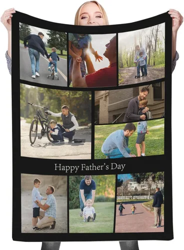 Vista 30 de Regalos de cumpleaños personalizados, manta personalizada con mis propias fotos para mujeres, hombres, mamá, papá